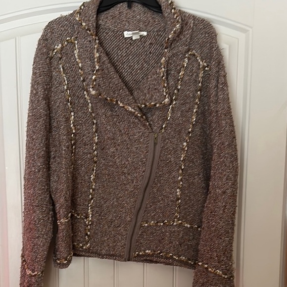 Coldwater Creek Brown Sequin Embellished Cropped Jacket - Picture 1 of 12